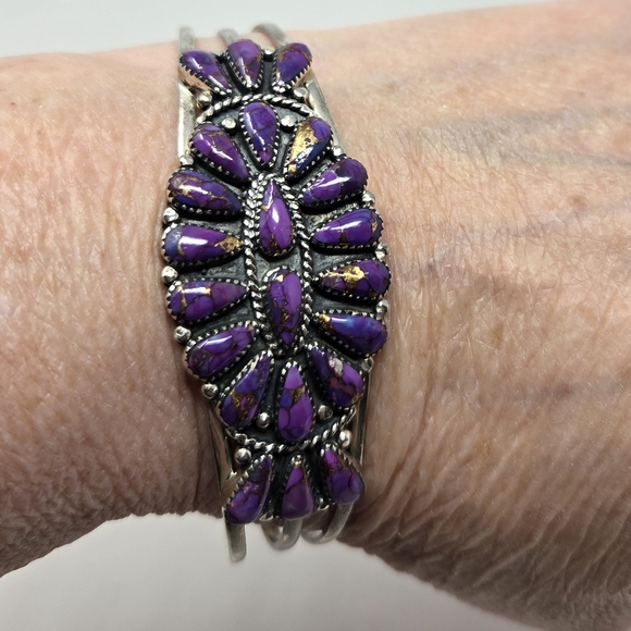 Mojave Purple Turquoise Sterling Silver Cuff Marked Sterling Made In Phillipines - Picture 11 of 12